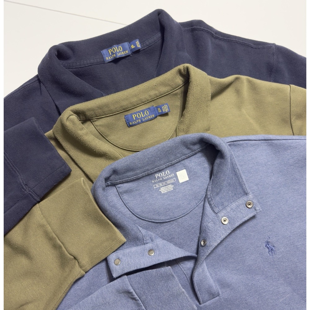 Lot of 3 Polo Ralph Lauren Estate Rib 1/4 Zip Pullover XL Snap Stretch Pony Prep